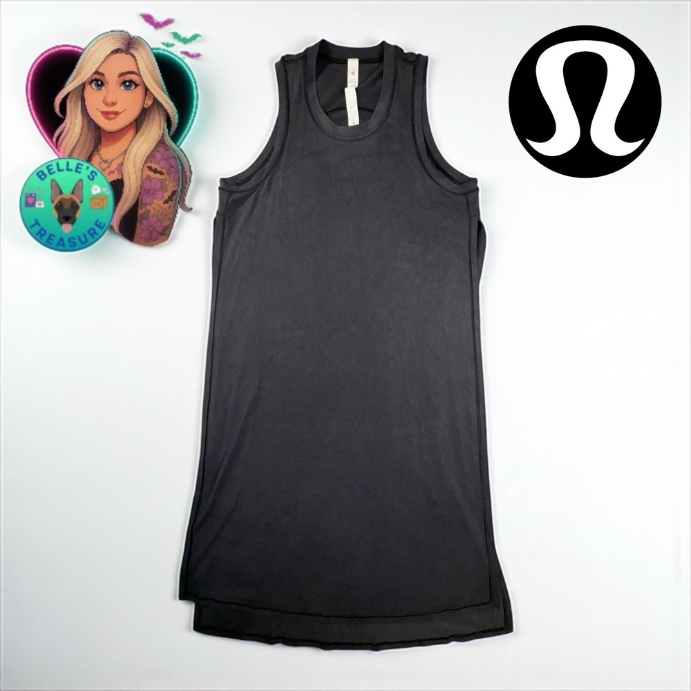Lululemon Tank Womens 2 Gray‎ Long Side Slit Top Modal 4-Way Stretch Wicking